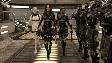 Картинка 3д+графика фантазия+ fantasy девушки взгляд фон