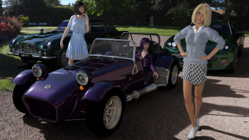 Картинка 3д+графика люди-авто мото+ people-+car+ +moto девушки фон взгляд