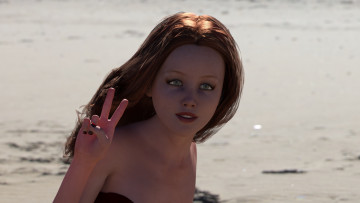 Картинка 3д+графика портрет+ portraits фон взгляд девушка