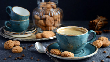 Картинка еда кофе +кофейные+зёрна печенье корица