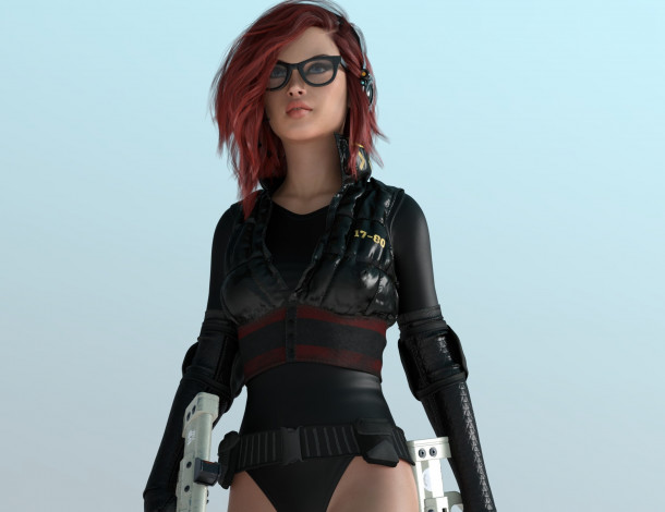 Обои картинки фото 3д графика, фантазия , fantasy, фон, взгляд, девушка