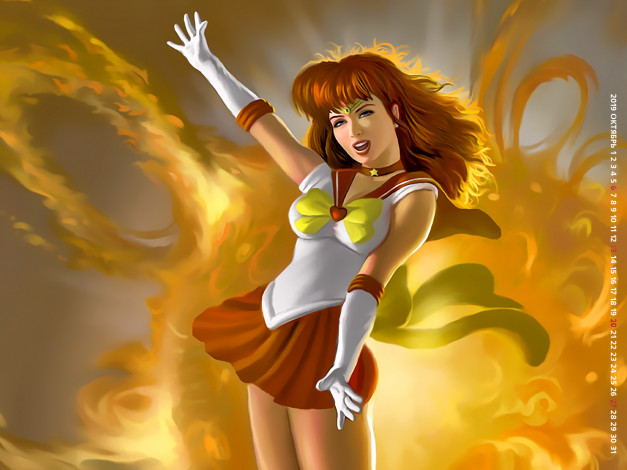 Обои картинки фото календари, рисованные,  векторная графика, униформа, девушка, 2019, calendar, жест