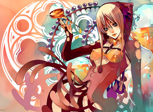 Обои картинки фото календари, аниме, девушка, капюшон, calendar, 2019, узор