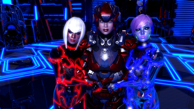 Обои картинки фото 3д графика, фантазия , fantasy, фон, взгляд, девушки