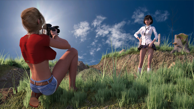 Обои картинки фото 3д графика, люди , people, фон, взгляд, девушка