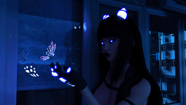 Обои картинки фото 3д графика, существа , creatures, девушка, взгляд, фон