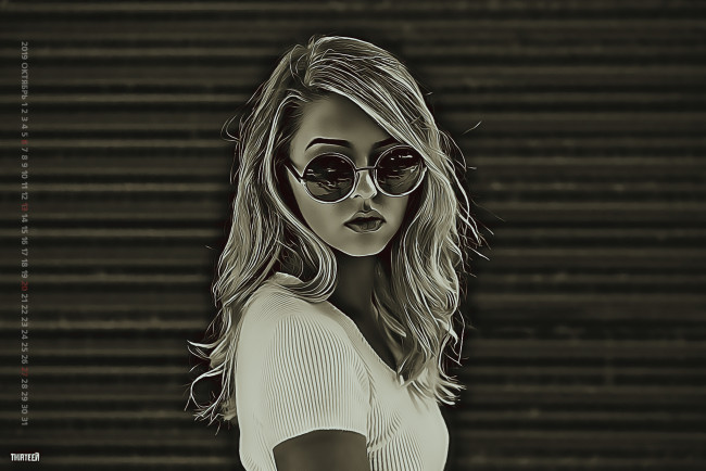 Обои картинки фото календари, компьютерный дизайн, девушка, очки, женщина, calendar, 2019