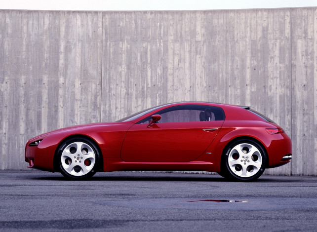 Обои картинки фото alfa-romeo brera, автомобили, alfa romeo, красная, стена