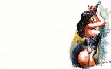 Картинка рисованное люди женщина белье цепи