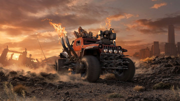 обоя видео игры, crossout, техника, машина, развалины