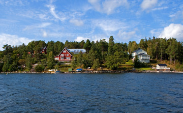 Картинка швеция nacka города пейзажи река пейзаж