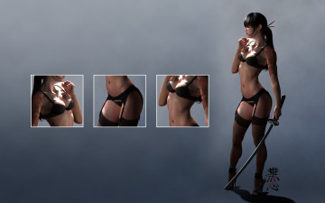 Картинка 3д графика people люди катана девушка меч