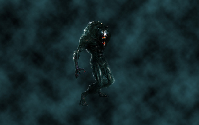 Обои картинки фото оборотень, фэнтези, существа, вервольф, волк, синий