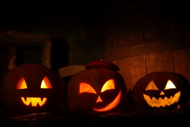 Обои картинки фото праздничные, хэллоуин, тыквы