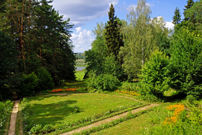 Обои картинки фото тульская, область, заокский, природа, деревья, лес, река, поляна