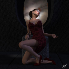 Картинка 3д графика people люди девушка платье свет