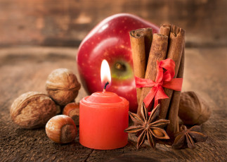 Картинка праздничные угощения candle свечи holiday happy new year яблоко apple рождество новый год merry christmas праздник