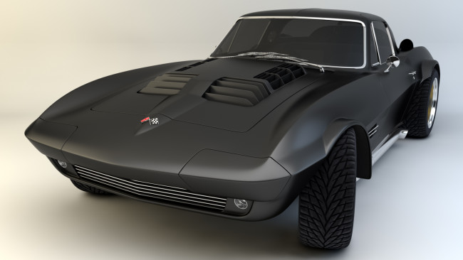 Обои картинки фото автомобили, 3д, corvette, 1964