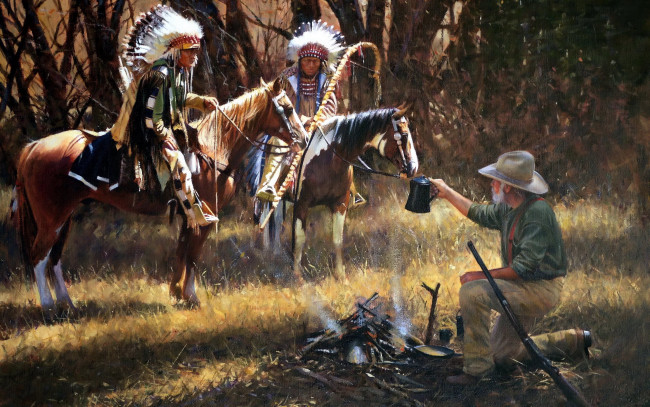 Обои картинки фото рисованные, живопись, лошади