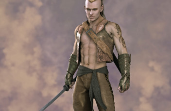 Картинка 3д+графика люди+ people оружие лицо фон взгляд мужчина