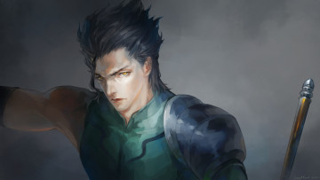 Картинка аниме fate zero взгляд парень брюнет оружие арт lancer