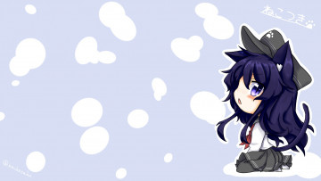 Картинка аниме kantai+collection чибик сиреневый пятна фон