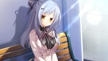 Картинка аниме kimi+no+tonari+de+koishiteru лучи солнечные блики стена лавочка девушка