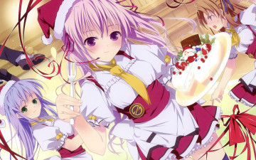 Картинка yoake+mae+yori+ruri+iro+na аниме девушки торт взгляд