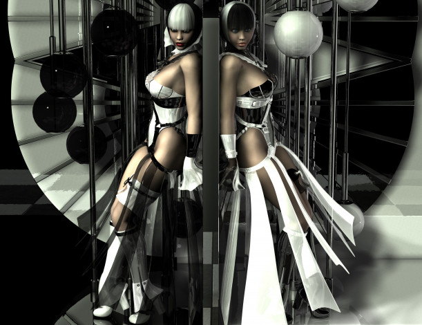 Обои картинки фото 3д графика, люди , people, девушки, взгляд