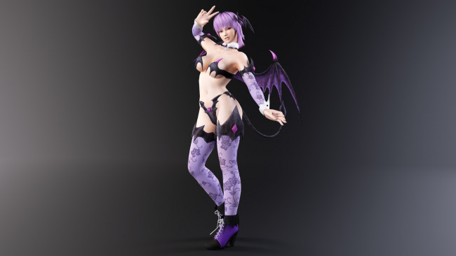 Обои картинки фото 3д графика, аниме , anime, взгляд, фон, крылья, демон, девушка