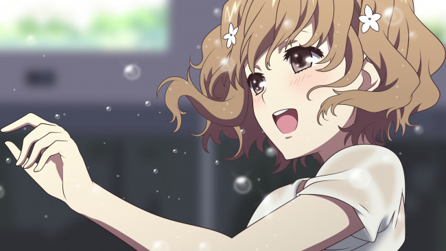 Обои картинки фото аниме, hana-saku iroha, hanasaku, iroha, matsumae, ohana, девушка, русая, рука, арт, фон