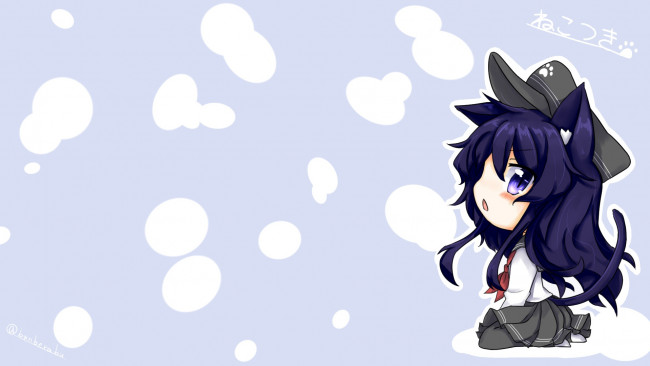 Обои картинки фото аниме, kantai collection, чибик, сиреневый, пятна, фон