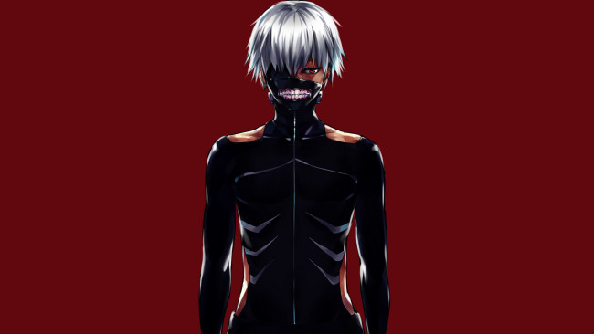 Обои картинки фото аниме, tokyo ghoul, tokyo, ghoul, токийский, гуль, ken, kaneki, фон, красный
