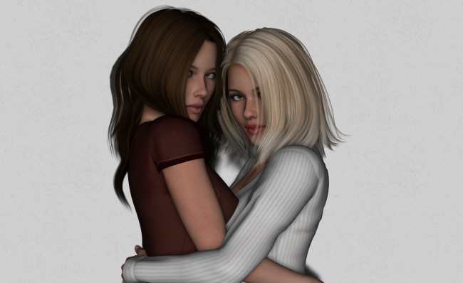 Обои картинки фото 3д графика, люди , people, взгляд, девушки