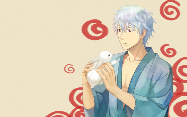 Обои картинки фото аниме, gintama, кролик, мужчина