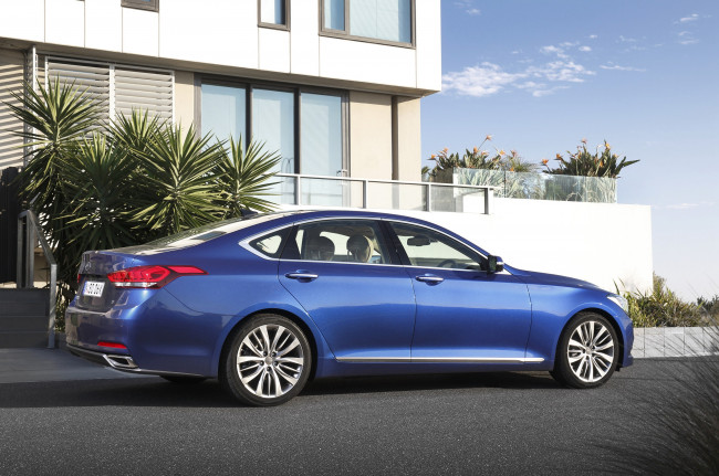 Обои картинки фото автомобили, hyundai, dh, au-spec, genesis, синий, 2014г