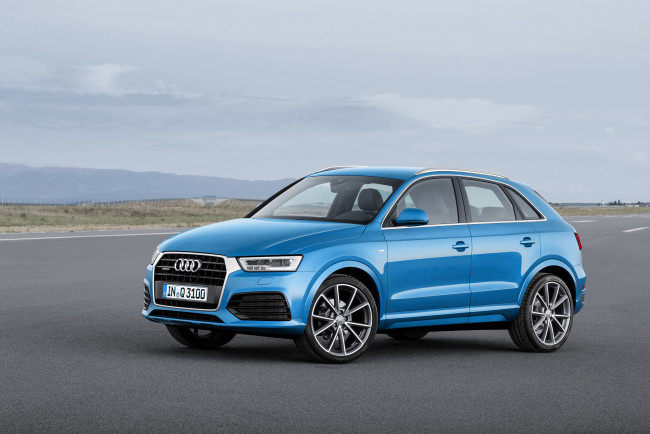 Обои картинки фото автомобили, audi, синий, 2015г, quattro, tdi, 2-0, s, line, q3
