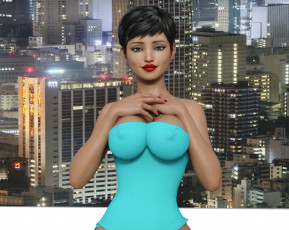 Картинка 3д+графика люди+ people девушка взгляд фон