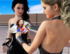 Картинка 3д+графика абстракция+ abstract фон взгляд девушки