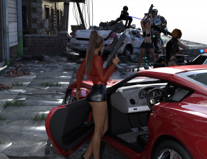 Картинка 3д+графика фантазия+ fantasy девушки оружие фон взгляд