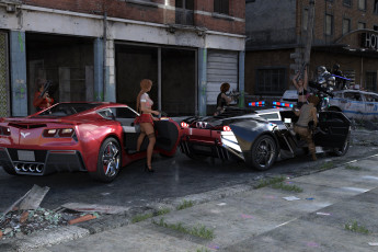 Картинка 3д+графика фантазия+ fantasy девушки взгляд фон оружие