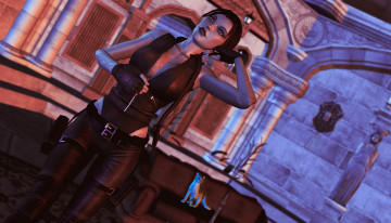 Картинка 3д+графика амазонки+ amazon кот фон девушка униформа замок