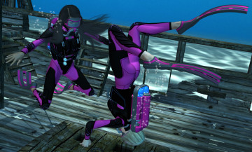 обоя fatal diving, 3д графика, фантазия , fantasy, девушки, взгляд, фон