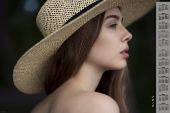 Картинка календари девушки 2018 профиль лицо шляпа