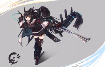 Картинка аниме оружие +техника +технологии фон девушка взгляд