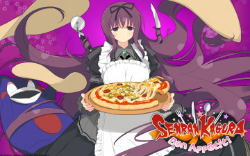 Картинка аниме senran+kagura девушка взгляд фон