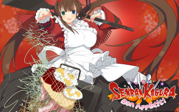 Картинка аниме senran+kagura девушка взгляд фон