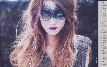 Картинка календари девушки маска макияж 2018 взгляд лицо
