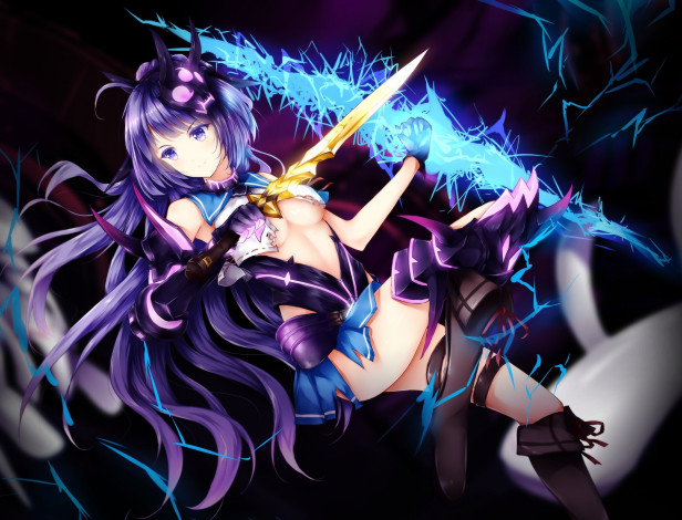 Обои картинки фото аниме, оружие,  техника,  технологии, sword, girl, protector, mask, sugoi, chest, blade, oppai, boobies, breast, mahou, buttocks, warrior, thigh, titty, busty, ken