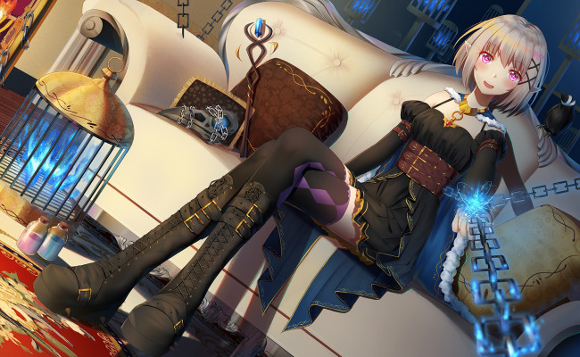 Обои картинки фото аниме, животные,  существа, эльфийка, фон, взгляд